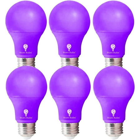 

6 Pack LED A19 Purple Light Bulbs - 9W (60Watt Equivalent) - E26 Base LED Purple Bulb Party Decoration Porch Home Lighting Holiday Lighting Decorative Illumination Purple LED Bulb