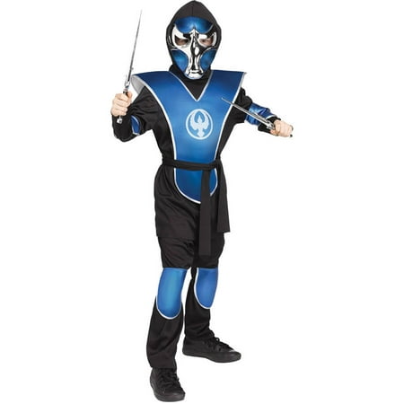 Blue Chrome Raven Ninja Boy's Child Halloween