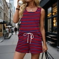 thumbnail image 2 of Stralyhd 2 Piece Sets for Women Striped Tank Top Summer Casual Sets Vacation Short Outfits Matching Lounge Set Sleeveless Outfit Pink L, 2 of 5