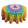 thumbnail image 4 of Colorful Rainbow Tie Dye Spiral Pattern Round Tablecloth 60"x60",Wrinkle Wipeable Table Cloth for Kitchen Dining Room Picnic Patio Party, 4 of 6