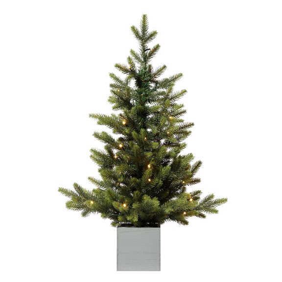 Haute Decor 30 Inch Prelit Fraser Fir Potted Tree in Wooden Pot