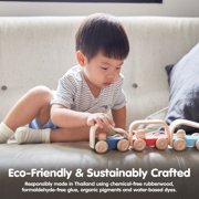 PlanToys® Vroom Truck Wooden Push Toy for Toddlers | Eco-Friendly Toddler Push Car for Indoor Play | Montessori Fine Motor Learning Toys for Kids