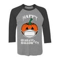 thumbnail image 1 of Happy Halloween Shirt 2020 Quarantine Pumpkin 3/4 Sleeve Baseball Jersey Shirt Medium black/gray, 1 of 3