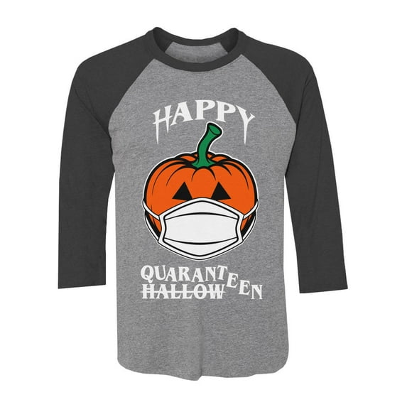 Happy Halloween Shirt 2020 Quarantine Pumpkin 3/4 Sleeve Baseball Jersey Shirt XX-Large black/gray