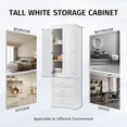 thumbnail image 5 of 70" Tall Storage Cabinet, Modern Multi-Function Large Closet Storage Cabinet with 2 Doors and 3 Drawers, Wood Wardrobe Armoire Closet for Bathroom, Office, Bedroom, Living Room, White, 5 of 9
