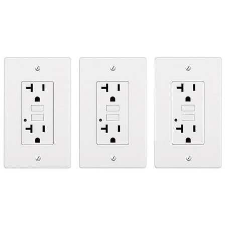 Gfci Receptacle Wall Plate (Teklectric - GFCI Receptacle 20A 125V and Free Wall Plate - GFCI Outlet 20 AMP 125 VOLT Wall Plate Included 20A GFCI 3)