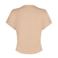 thumbnail image 6 of Women's V Neck Short Sleeve Tops With Built-in Seamed Cup And Double Lined Featuring Fitted Cropped Cut Beige L, 6 of 7