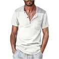 thumbnail image 2 of pstuiky camisetas para hombre, Camisa de manga corta con cuello alto y botones de patchwork para hombre camisas casuales para hombre s, 2 of 6