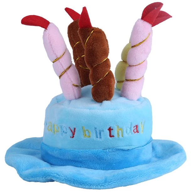 Gorro de fiesta de cumpleaños para mascotas con velas de colores para perros, gatos y animales pequeños (azul) - Adorno para pastel de cumpleaños para perros y gatos