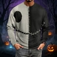 thumbnail image 2 of Fabrcox S-5XL Halloween Shirt for Men Spooky Pumpkin Face Patchwork Crewneck Sweatshirt for Men Funny Fall Waffle Big and Tall Pullover 5XL, 2 of 7