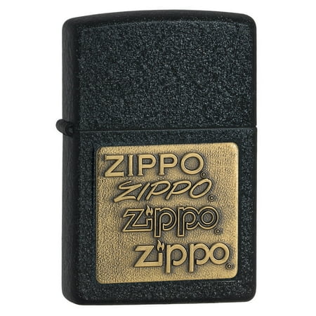Zippo Pewter Emblem Black Crackle - Zippo Brass Emblem Black Crackle Lighter