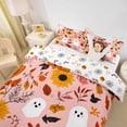 thumbnail image 3 of Homewish Halloween Ghost Twin Duvet Cover,Pumpkin Fall Leaf Pattern Twin Bedding,Blush Pink Orange,Halloween Reversible,2 Pieces,1 Duvet Cover and 1 Pillowcase, 3 of 6