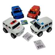 Police Fire Department Friction Powered Vehicles Set of 4 Emergency Rescue Ambulance EMS Car Toy Playset