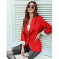 thumbnail image 3 of Blazer Genhoo Oversized para mujer, manga 3/4, color rojo, 3 of 5