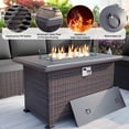 thumbnail image 4 of Gotland 8 Pieces Outdoor Patio Furniture Set with 43" Propane Fire Pit Table, PE Rattan Patio Conversation Set (Grey), 4 of 8