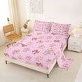 thumbnail image 2 of Erosebridal Cute Pet Paws Queen Sheet Sets for Kids, Pink Bow Knot Bed Set for Girls, 1 Flat Sheet, 1 Fitted Sheet and 2 Pillowcases, 2 of 5