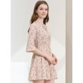 thumbnail image 4 of Unique Bargains Femmes Cloche Florale Manches 3/4 Cravate Cou Robes à Volants, 4 of 6