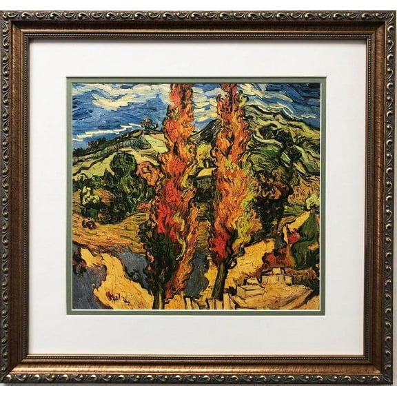 Vincent Van Gogh "Two Poplars on A Road Through the Hills" FRAMED ART Generic