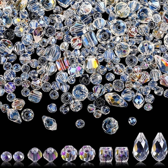 SharkTRUE Beads Crystal Beads Glass Beads Clear Assorted Beads Jewelry Making Gemston