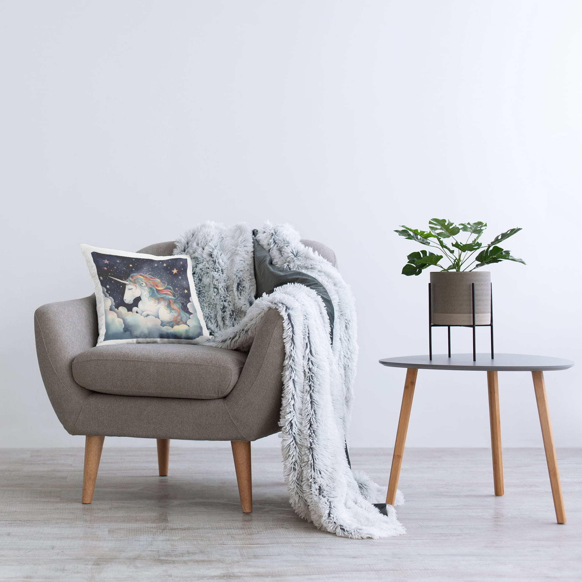 Stupell Industries Sleepy Unicorn in Starlit Clouds Decorative Printed Throw Pillow, design by Creative Studio, 18 x 7 x 18