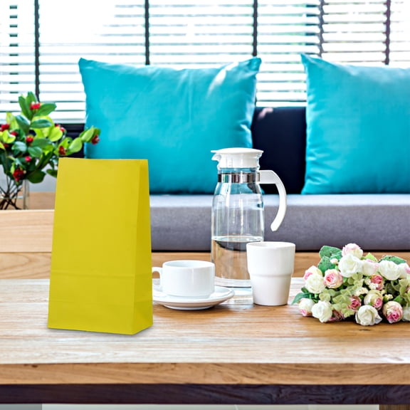 Party Favor Bags, 5 Pack Kraft Paper Goodie Gift Lunch Treat Bags, Candy Snack Packaging Bag, Party Supplies for Theme Birthday, July 4th, Christmas, 7.09 Inches