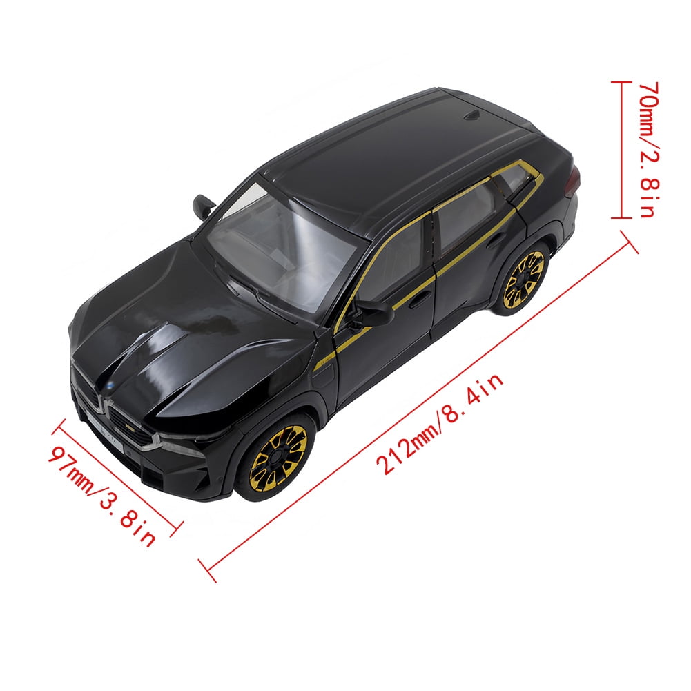 1:24 scale BMW XM alloy die-cast car model with opening doors, lights, sound and spring-back function. Boys' toy car, children's birthday gift.