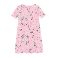 thumbnail image 3 of RXIRUCGD 2025 Summer Clothes for Kids Girl's Flower Print Short Sleeve Stretchy Dress Summer Sleeve Round Neck Dress Dance Skirt for Kids, 3 of 4
