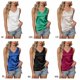 thumbnail image 5 of Women Summer Sleeveless Satin Tank Tops Sexy Double V-Neck Loose Fit Camisole Shiny Solid Color Casual Blouses Shirts White, 5 of 5