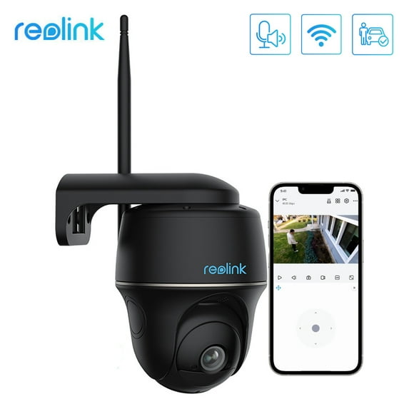 Reolink 2K Pan Tilt 2.4/5GHz WIFI Outdoor Security Battery-Powered Camera, Smart Person/Vehicle Detect, 2-way Audio, Night Vision, PIR Motion, Support Google Assistant - Argus Series Black Cam