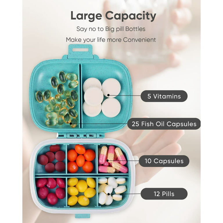  xigua Anchor Pill Cases Bag,8 Compartments Portable Pill Case  Vitamin and Supplement Holder, Small Pill Box for Backpack Pocket : Health  & Household