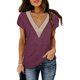 thumbnail image 2 of Blusa con manga de pétalo y cuello en V, blusa de encaje de guipur con ribete de encaje de manga corta, blusa para mujer y niña, 2 of 5