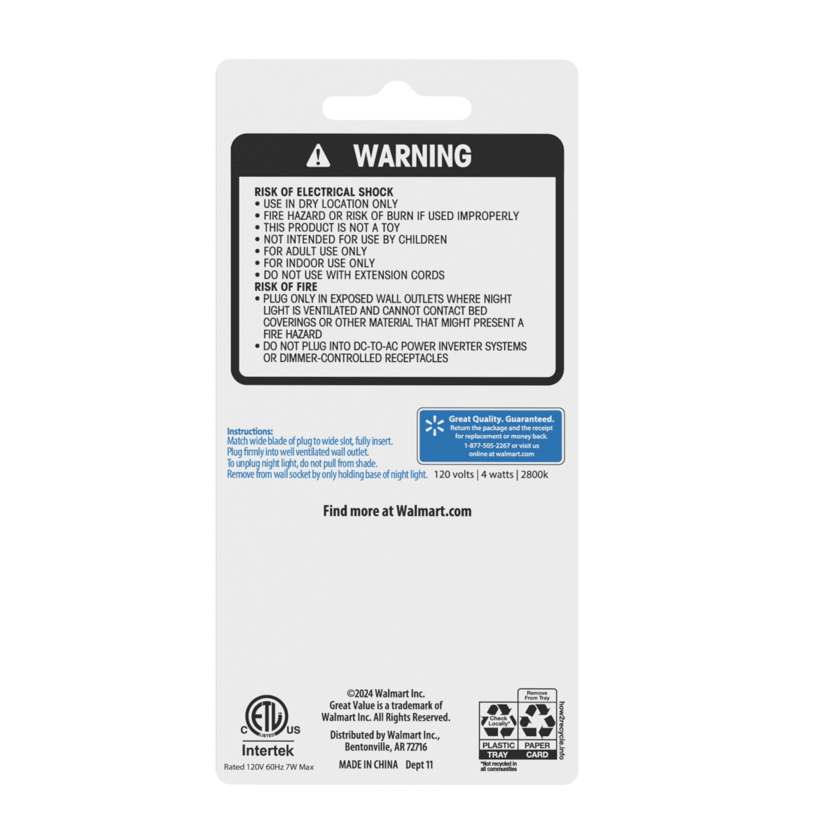 Great Value Manual Incandescent Night Light