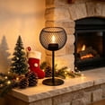 thumbnail image 5 of Wrought Iron Candlestick Holder Modern Spherical Mesh Tealight Stand for Dining Table Fireplace Mantel Room Centerpiece, 5 of 6