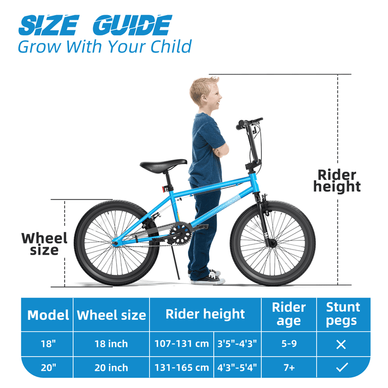 XJD Freestyle BMX Bike for Teen Beginner 8-12 Years Old Kids, 18