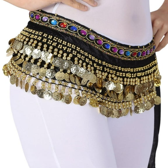 SDFGTstore Belly Dance Hip Scarf With Gold Coins Belly Dance Belt Waist Chain