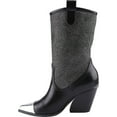 thumbnail image 3 of Women's Rhinestone Western Cowboy Boots Pointed Toe Chunky Block Heel Mid Calf Fashion Ankle Boot Booties, 3 of 6
