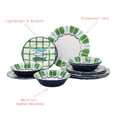 thumbnail image 3 of Beautiful 12-Piece Bamboo Melamine Dinnerware Set, Multi-Color Sardine Pattern, 3 of 18