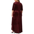 thumbnail image 3 of Agnes Orinda Plus Size Prom Dress for Women Velvet V Neck Sequin Glitter Half Sleeve High Low Hem Elegant A Line Midi Dresses 1X Burgundy, 3 of 5