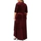 thumbnail image 3 of Vestido de Promoción de Talla Grande para Mujeres Agnes Orinda de Terciopelo con Cuello en V, Lentejuelas Brillantes, Manga Corta, Bajo Alto, Elegante, Corte A, Midi, 3X Burdeos, 3 of 5