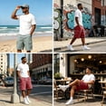 thumbnail image 7 of Delconic Men Lightweight Breathable Knit Cargo Casual Shorts Adjustable Drawstring Stretch Waist Solid Color Relax Fit Bottoms For Running Fishing Weekend Sports Beach Outfit Wine 5XL, 7 of 7