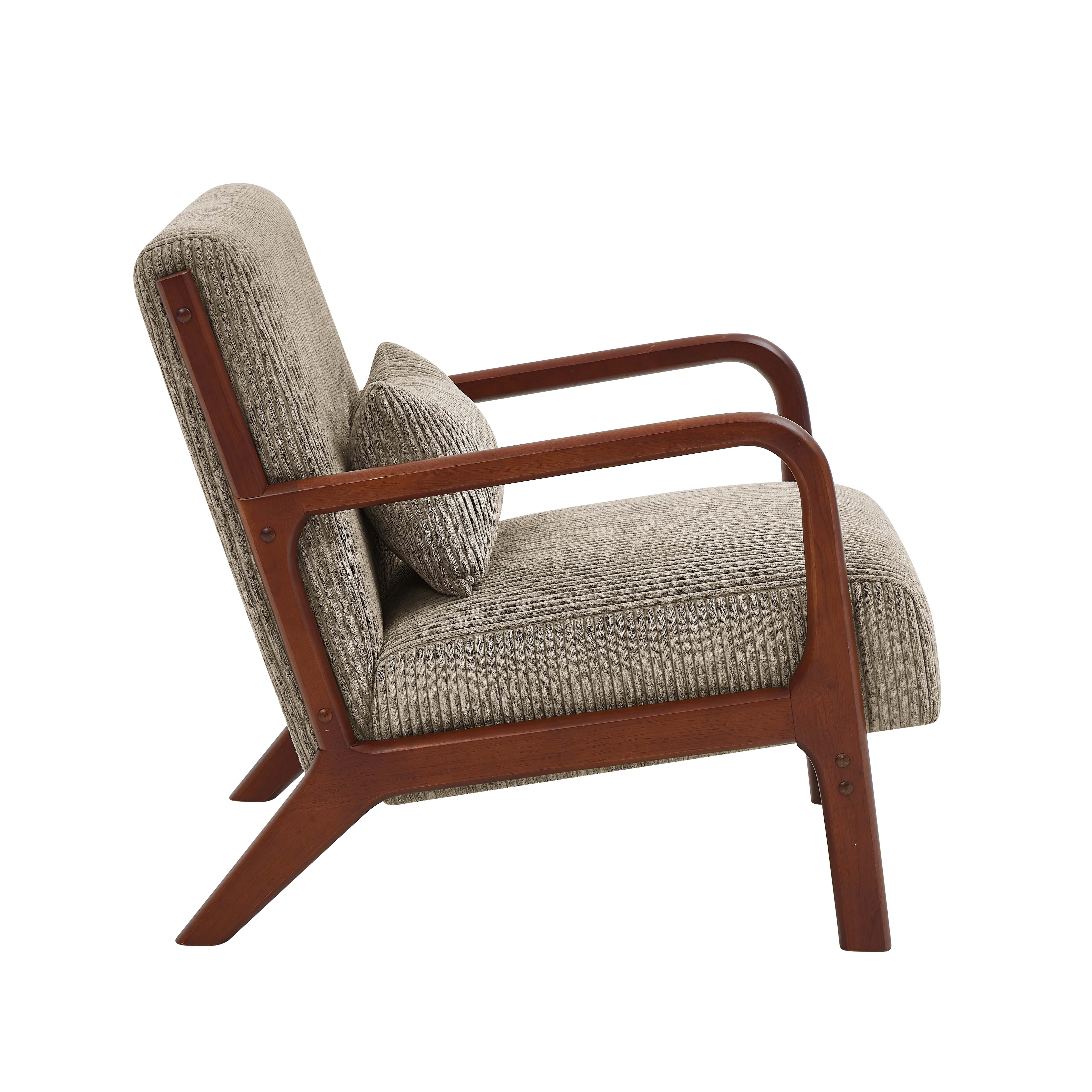 Corduroy Upholstered Wooden Armchair