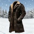 thumbnail image 2 of Aihuaihua Western Jackets for Men Vintage Cowboy Long Suede Jacket Sherpa Lined Long Trench Coat Leather Plush Collar Coats 2026 Brown L, 2 of 3