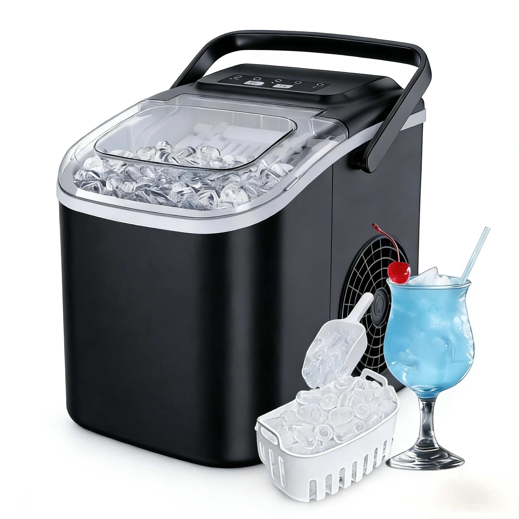 Fanruina 26 29Lbs Bullet Ice Maker 6 Minute Quick Ice Self Cleaning Portable Countertop Ice Machine for Home Office RV