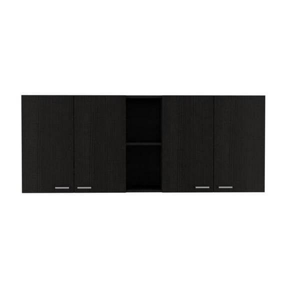 HomeRoots 478213 59 in. Black Wood Wall mounted Accent Cabinet with Five Shelves