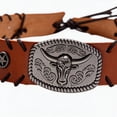 thumbnail image 7 of Hsqqdc Leather Hat Band with Bull Head Buckle Replacement Cowboy Fedora Panama Accessory, 7 of 7