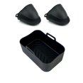 thumbnail image 3 of 2 ollas de silicona para freidora de aire, forros de silicona reutilizables para freidora de aire, cesta rectangular para freidora de aire, accesorios para freidora de aire (2 unidades, negr, 3 of 5