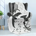 thumbnail image 4 of Phoenix Soft Flannel Fleece Throw Blanket, Egyptian Oriental Birds Traditional Culture Revival Motif, Cozy Plush for Indoor and Outdoor Use, 60" x 80", Black and White, by Ambesonne, 4 of 5