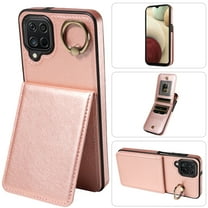 Dteck for Apple iPhone 15 Wallet Card Case, Shockproof Ring Holder Stand Slim PU Leather Phone Case for Men Women Thin Rugged Protective Cover, rosegold