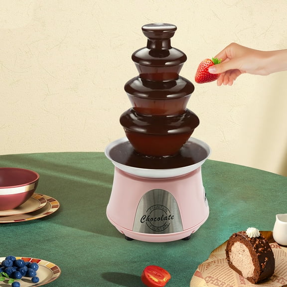 Pink Electric Chocolate Fountain Machine 1kg Easy Clean Home Use