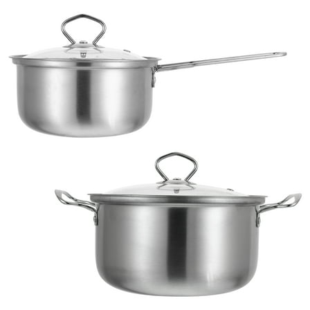 ELAYARD 2-Piece Stainless Steel Cooking Pot Set for Family Kitchen Use and Easy to Clean